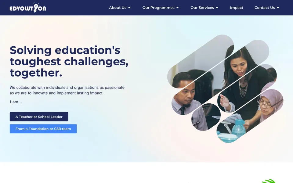 Edvolution website, designed and built by Upsolut