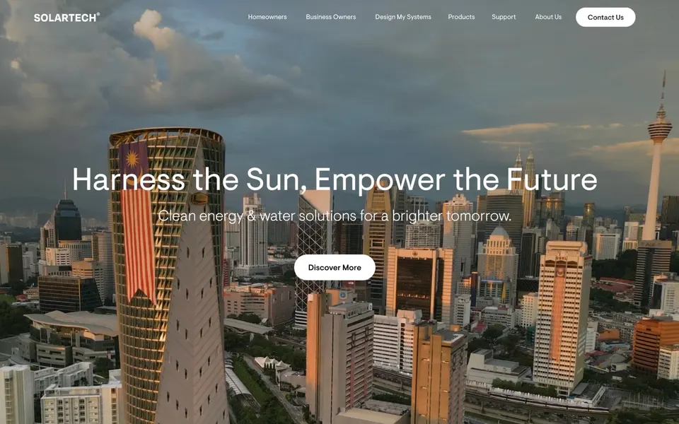 Solartech website, designed and built by Upsolut